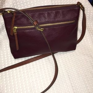 💃Sale🎉💥Fossil Crossbody Burgundy & Brown Leather
